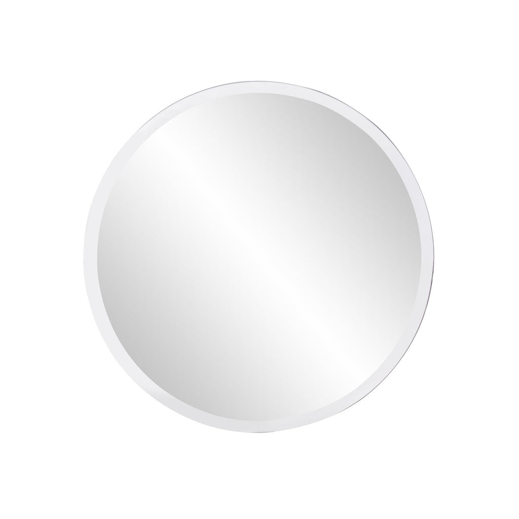 Elliott Frameless Silver Round Wall Hanging Mirror, Elegant Beveled Edges Frameless Wall Hanging Mirror, Modern
