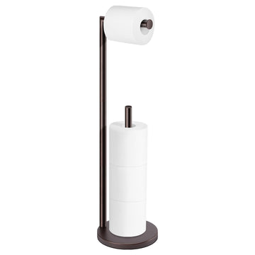 Toilet Paper Holder Stand, Bathroom Free Standing with Storage, Bronze