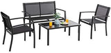 4-Piece Outdoor Patio Furniture Set - Conversation | Black for Backyard, Garden & Porch