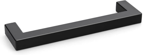 10 Pack 5 Inch Black Cabinet Handles Kitchen - Matte Black Drawer Pulls Stainless Steel - 128mm Cabinet Hardware Square