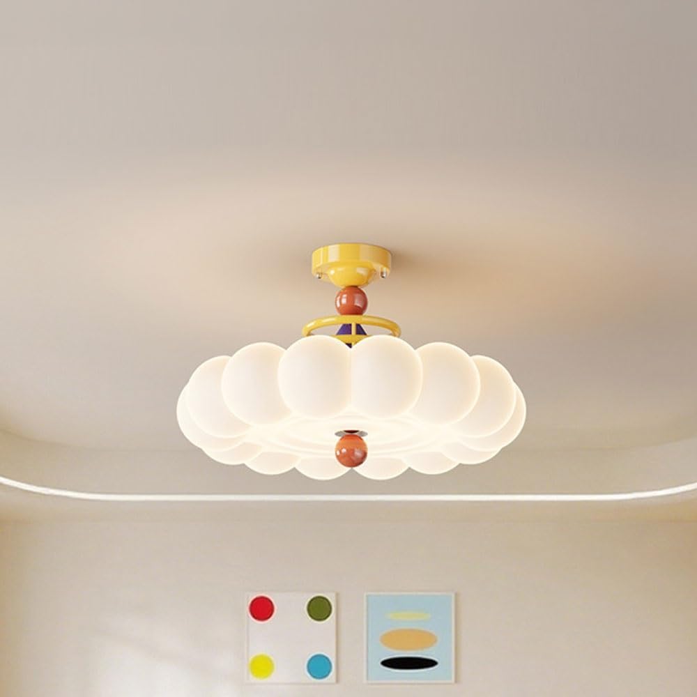 Modern Semi Flush Mount Ceiling Light, Cloud Kids Room Ceiling Lamp, 40cm Full Spectrum Eye-Care LED, Color