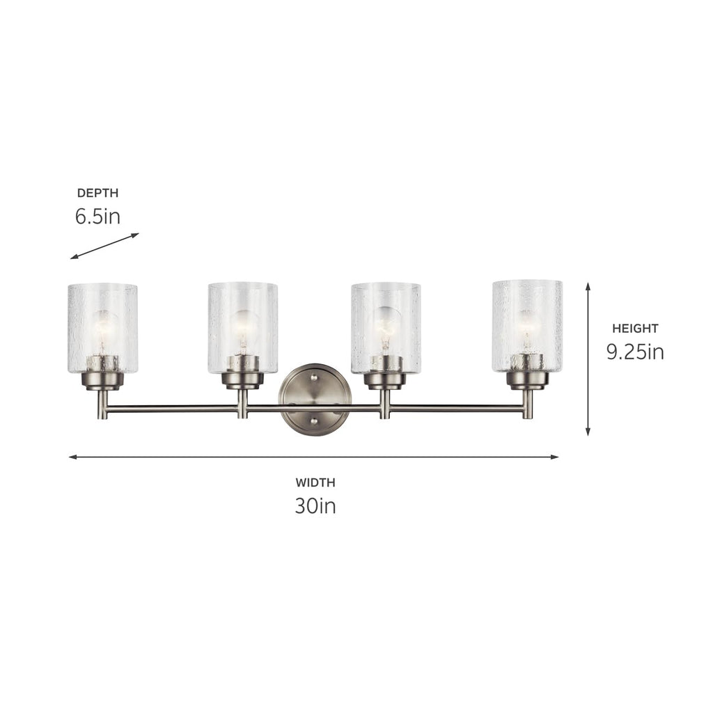 Winslow 4-Light Farmhouse Vanity Light, Brushed Nickel