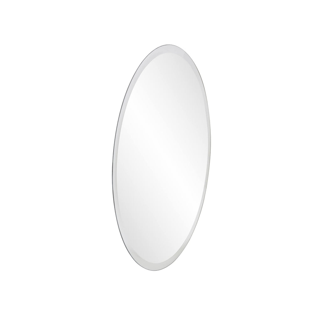 Elliott Frameless Silver Round Wall Hanging Mirror, Elegant Beveled Edges Frameless Wall Hanging Mirror, Modern
