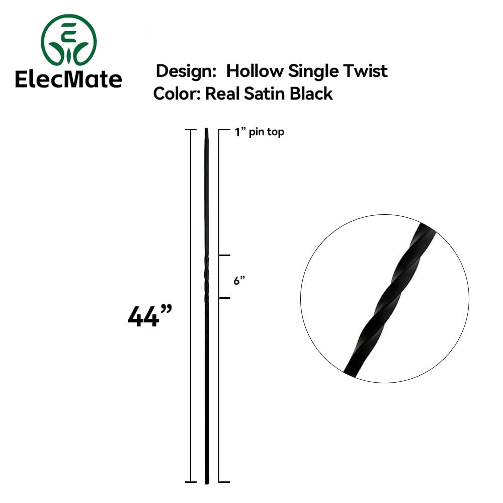 Iron Balusters for Staircase Interior (Box of 15) Stair Spindles 1/2" Square Metal Balusters - Hollow Single Twist
