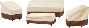Patio Furniture Cover Set Waterproof 4 Piece Beige Large | 600D Heavy Duty, Outdoor Furniture Cover, Waterproof, Lawn