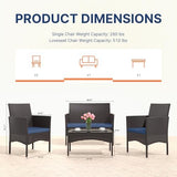 4-Piece Wicker Outdoor Patio Furniture Set - Conversation for Backyard, Garden & Porch