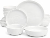 Oslo Dinnerware Set for 4, 16-Piece White Porcelain Plates and Bowls - Ceramic Dish Set | Microwave & Dishwasher Safe