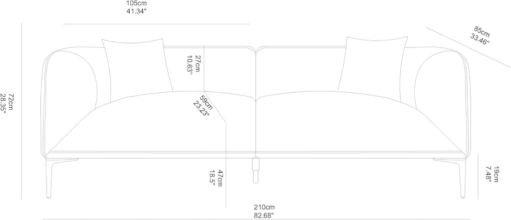 82.7" Modern Sofa, Boucle Sofas with 2 Pillows
