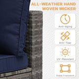 7-Piece PE Rattan Outdoor Patio Furniture Set | Grey All-Weather Resistant for Backyard, Garden & Porch
