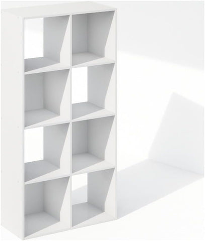 PELLI Book Shelf, 8-Cube Bookshelf, Horizontal Cube Storage Organizer Bookcase, 11.7 x 23.7 x 47, White