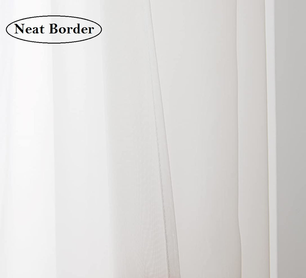 PI Sheer Cafe Curtains 108 Inches Long, Ring Top Hazy Aesthetic Window Draperies for Cafe/Restaurant 2 Panels (W52 X