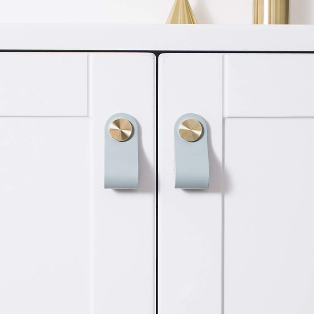 6 Pieces Leather Pulls for Drawer, Handmade Leather Drawer Pulls Cabinet Dresser Door Handle Knobs with Screw, Light