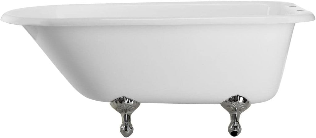 Heritage 54 Inch Cast Iron Clawfoot Tub and Shower Package - White/Chrome Feet & Fixtures