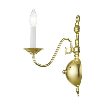 1 Light Traditional Steel Candle Wall Sconce-13 inches H by 4.75 inches W-Polished Brass Finish 218-Bel-732113
