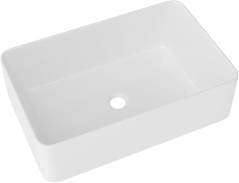 Rectangular Bathroom Vessel Sink 21"x14" Rectangle Above Counter White Porcelain Ceramic Vessel Vanity Sink Art Basin