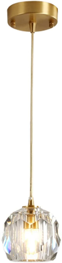 Crystal Chandelier _Light Fixture,All Copper Light Luxury Crystal Lamps Pendant Light,for Bedroom, Hallway, Bar Lighting,Single Head Dome Plate A116-B0BZMJK51N