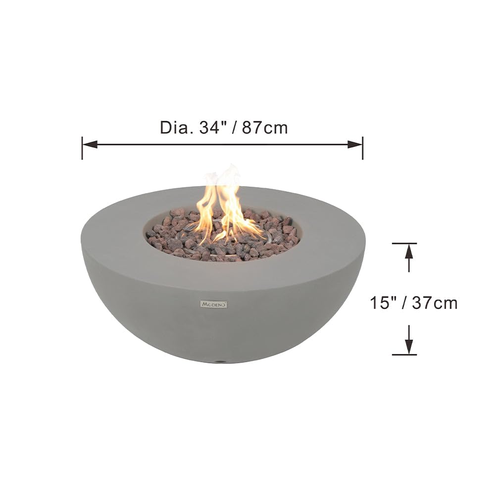 Roca Natural Gas Fire Pit Table, Round Cast Concrete, 34 x 34-in