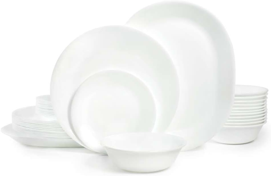 Vitrelle 38-Piece Service for 12 Dinnerware Set, Triple Layer Glass and Chip Resistant