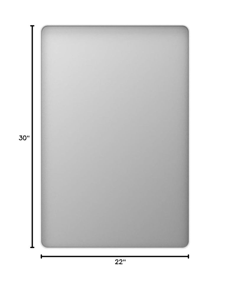 22x30 Inch White Metal Framed Bathroom Mirror for Wall, White Bathroom Vanity Mirror Farmhouse, Large Rounded