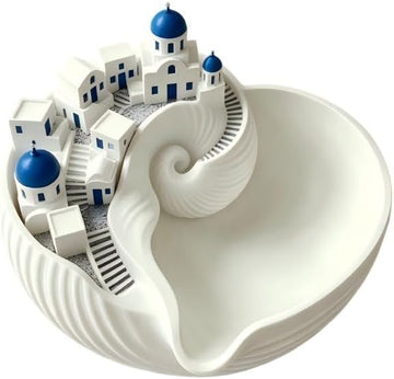 1PCS Catchall Santorini Bowl,Shell Tray for Keys Jewelry Coins,Decorative Trinket Dish Greek Island Holder Organizer