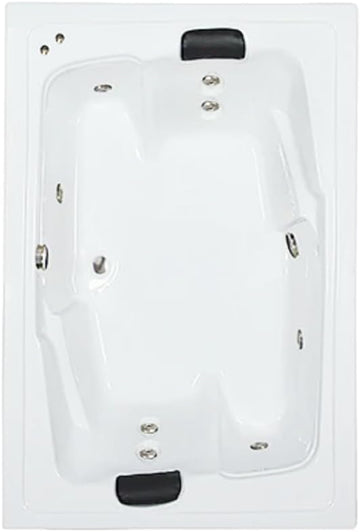 72 in. x 54 in. Acrylic Rectangular Drop-In Whirlpool Bathtub with Center Drain in White