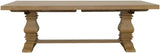Florence - Pine Wood - Farmhouse Rectangular Dining Table with 2 Removable Leaves and Double Pedestal Base - Dining