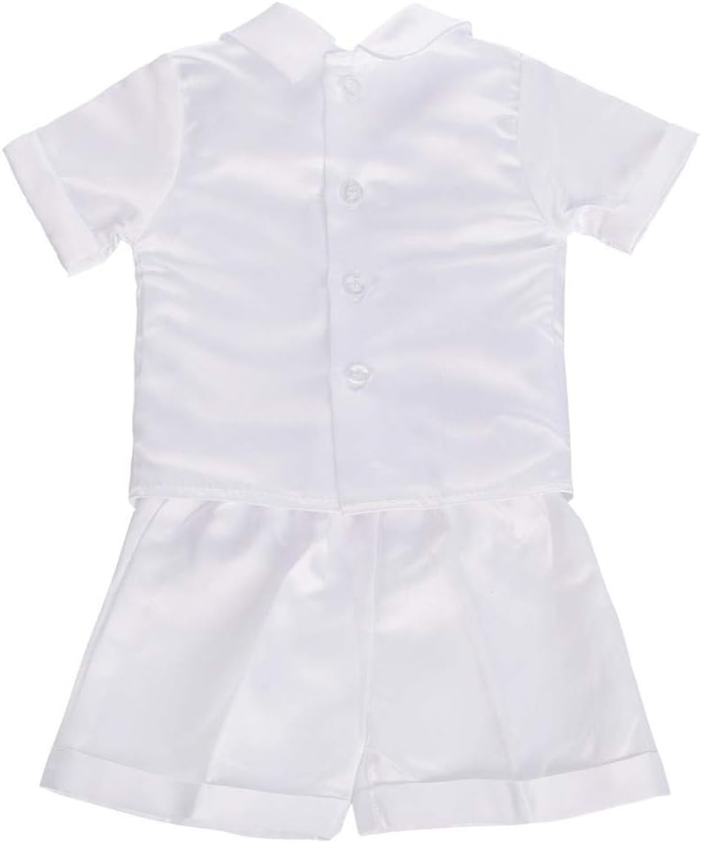 Baby Boys Christening Suit White Baptism Outfits with Bonnet