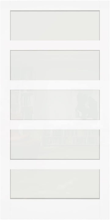 Sliding Pocket Door 32" x 80" - 5 Lites Tempered Frosted Glass Panels, Interior & Closet Single Door