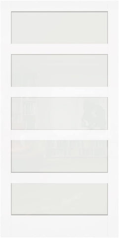 Sliding Pocket Door 32" x 80" - 5 Lites Tempered Frosted Glass Panels, Interior & Closet Single Door
