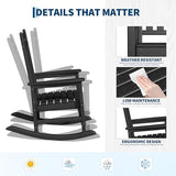 Poly Lumber Outdoor Patio Furniture Set - Rocking | Black All-Weather Resistant for Patio, Garden & Porch