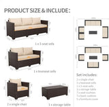 5-Piece Outdoor Patio Furniture Set | Khaki for Patio, Garden & Porch