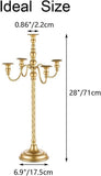Gold 5 Arm Floor Candelabra - 28" Metal Spiral Candle Holder, Antique Candle Opera Centerpiece Stand for Events