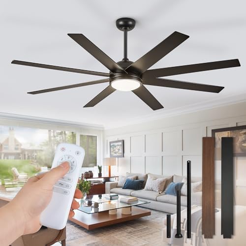 60" Ceiling Fan with LED Light and Remote - Classic Black