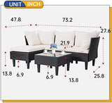 5-Piece Rattan Outdoor Patio Furniture Set | Khaki for Backyard, Garden & Porch