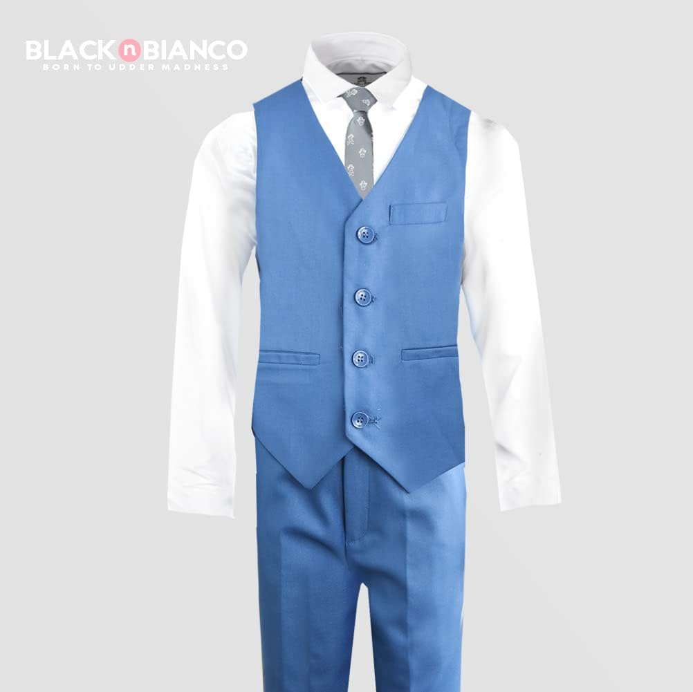 Boys Slim Fit Suit Rosefia Style Five Piece Set