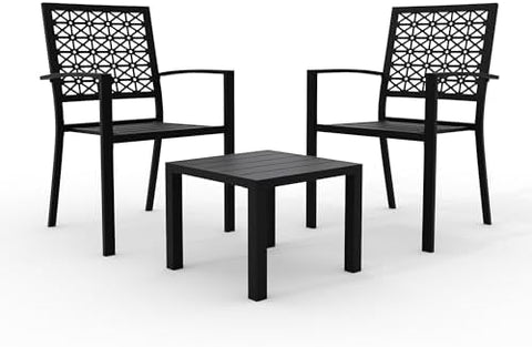 3-Piece Outdoor Patio Furniture Set - Bistro | Black for Backyard, Garden & Porch
