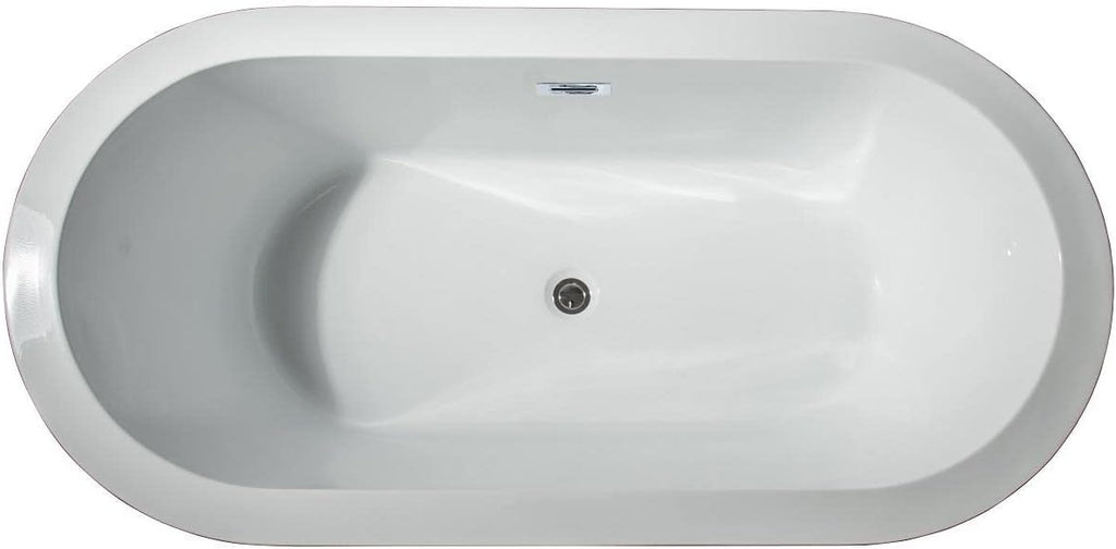 Lure 59 in. Freestanding Acrylic Flatbottom Soaking Bathtub in White
