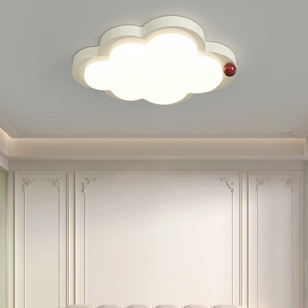 Nordic Style Modern Cloud Shape LED Ceiling Light Creamy White Flush Mount Lamp Acrylic Fixture Toddler Playroom