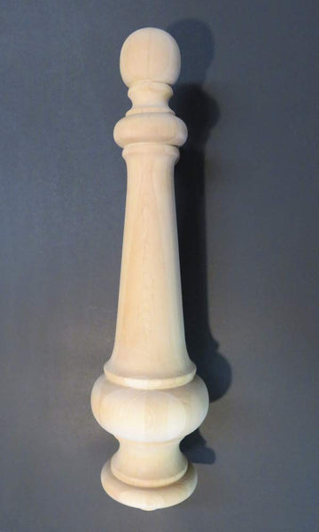 Aspen Wood Finial 19 1/4" High x 5" Wide x 3 7/8" Base