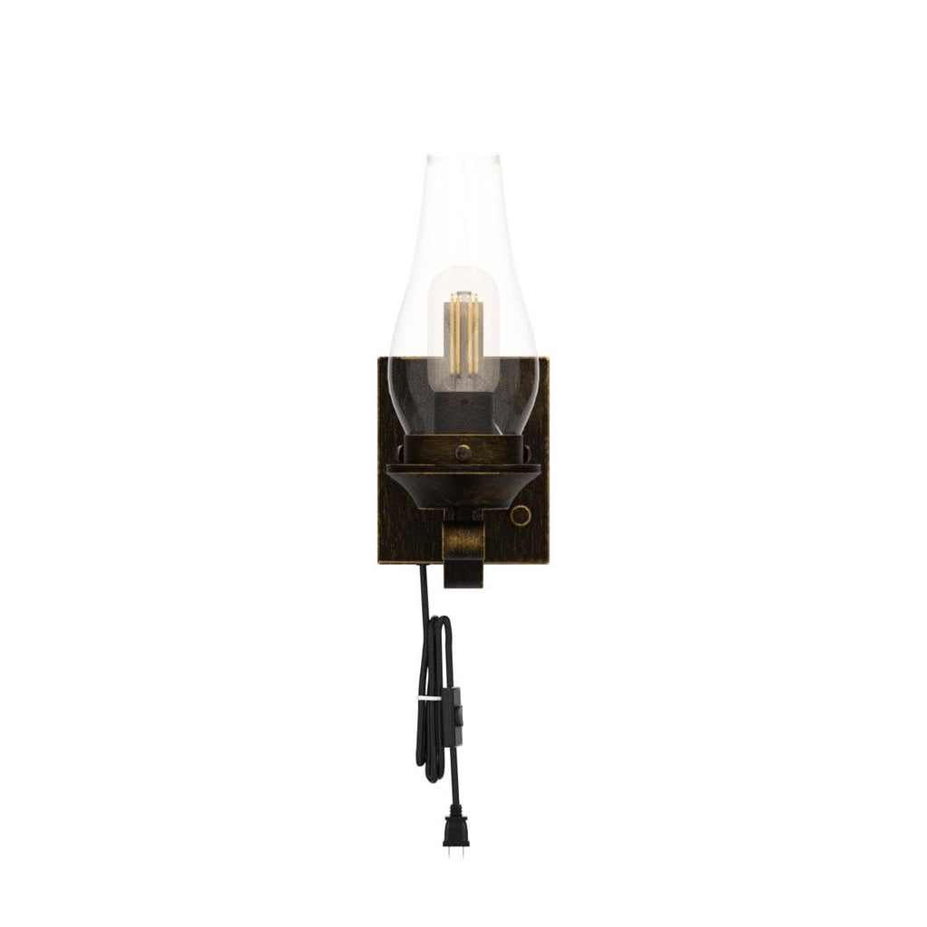 Plug in Wall Sconce,Oil Rubbed Bronze Wall Sconces,Retro Rustic Wall Lamps,Sconces Wall Lighting with Amber
