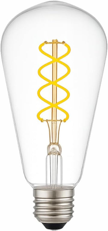 4.5W Spiral Edison LED Bulb, ST64 Vintage Filament, Warm White (2700-3000K), Dimmable, Clear Glass - E26 Base