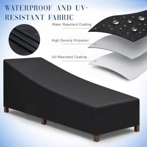 2 Pack Heavy Duty Patio Chaise Lounge Covers, Waterproof & UV Resistant with Windproof Straps, Black, 83" x 32" x 30"