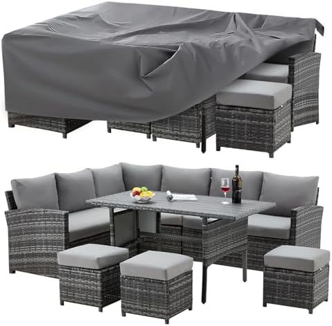 7-Piece Wicker Outdoor Patio Furniture Set | Grey All-Weather Resistant for Patio, Garden & Porch