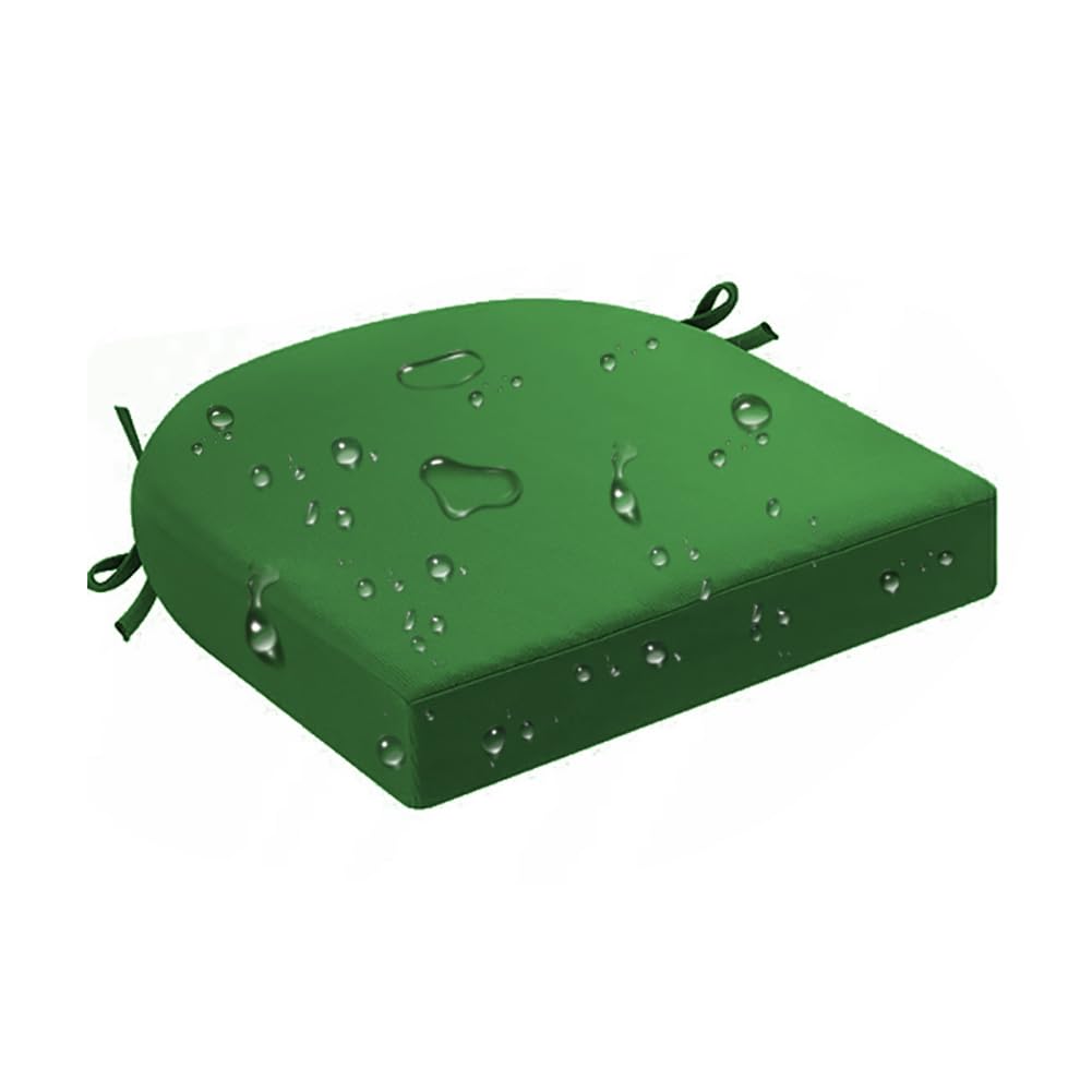 Outdoor Chair Cushion, Round Corner, 18.5 x 16 x 2 Inch, Waterproof Patio Seat Cushion with Ties & Removable Cover — Sold Individually