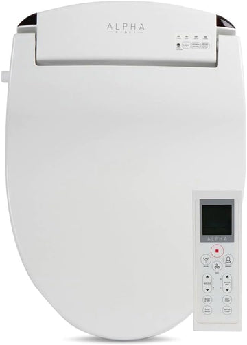 Elongated Bidet Toilet Seat with Endless Warm Water, Bowl Mist, LED Light, Quiet Operation, Wireless Remote, Stainless Steel Nozzle, Sittable Lid