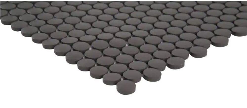 Unglazed Penny Round Porcelain Mosaic (Box of 15 Pcs), Floor and Wall Tile, Backsplash Tile, Bathroom Tile on 12x12