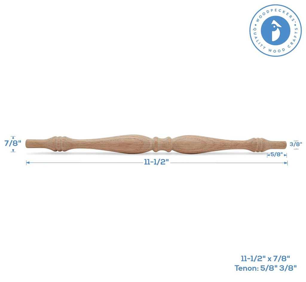 Wooden Baluster Spindles 11-1/2", Pack of 5 Oak Spindles for Crafts, Woodworking, and Furniture