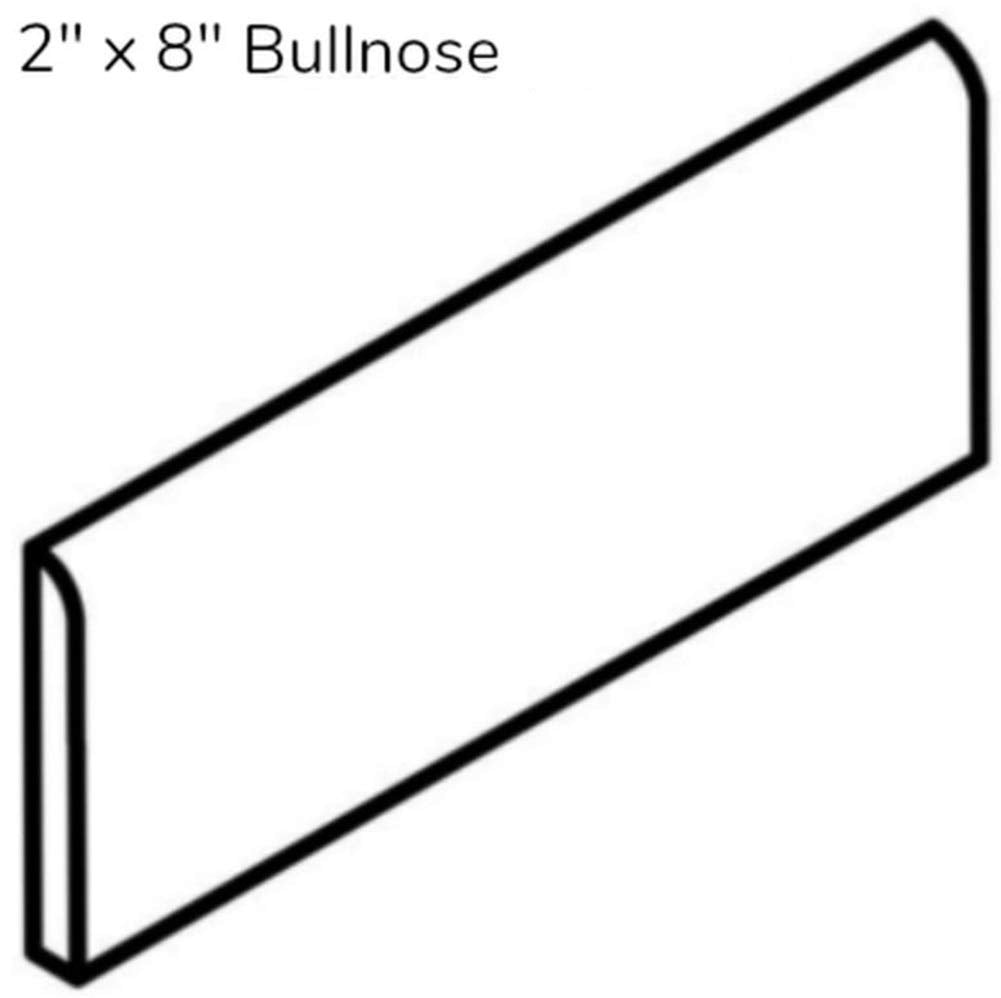 White Glossy 2x8 Ceramic Bullnose Subway Wall Trim Tile for Edge Finishing Kitchen Backsplash and Shower Walls (Box