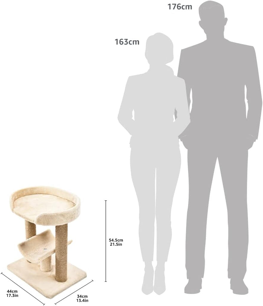 Multi-Platform Cat Tree with Scratching Post for Indoor Cats up to 25lbs, 18 x 14 x 22 Inches, Beige