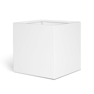 White Steel Planter Box 24 Inch, Outdoor Metal Square Planter